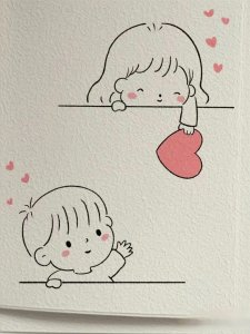 ​甜蜜蜜的情侣互动简笔画，一生一世一双人